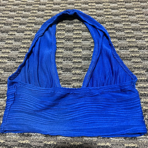 Halter backless crop top blue size small - Picture 3 of 5